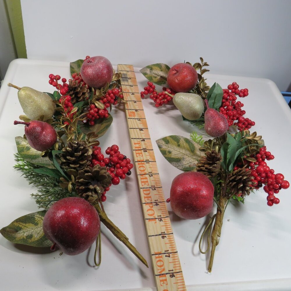 Vintage Wired Fruit Holly Berry Swag - Branch Christmas Winter Holiday Decor